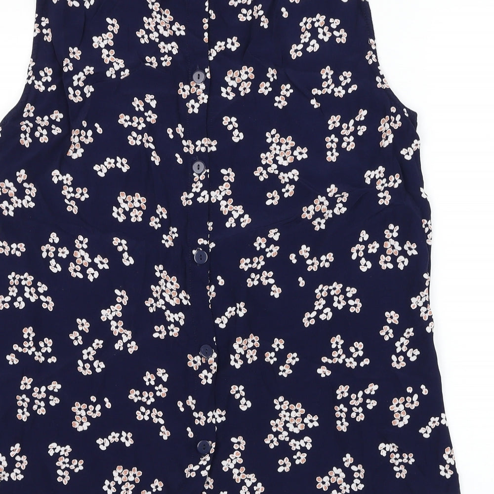 F&F Womens Blue Floral Viscose Camisole Tank Size 18 Round Neck