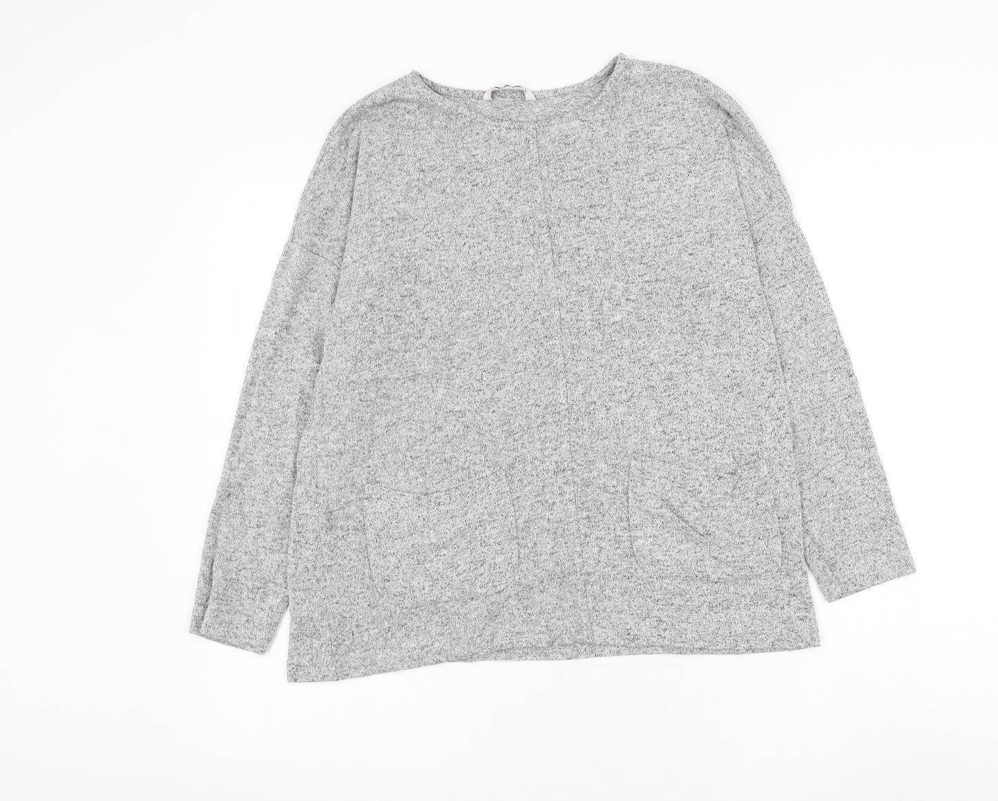 TU Womens Grey Round Neck Viscose Pullover Jumper Size 12