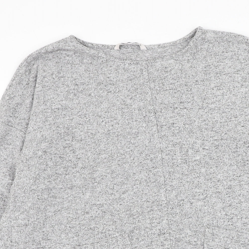 TU Womens Grey Round Neck Viscose Pullover Jumper Size 12