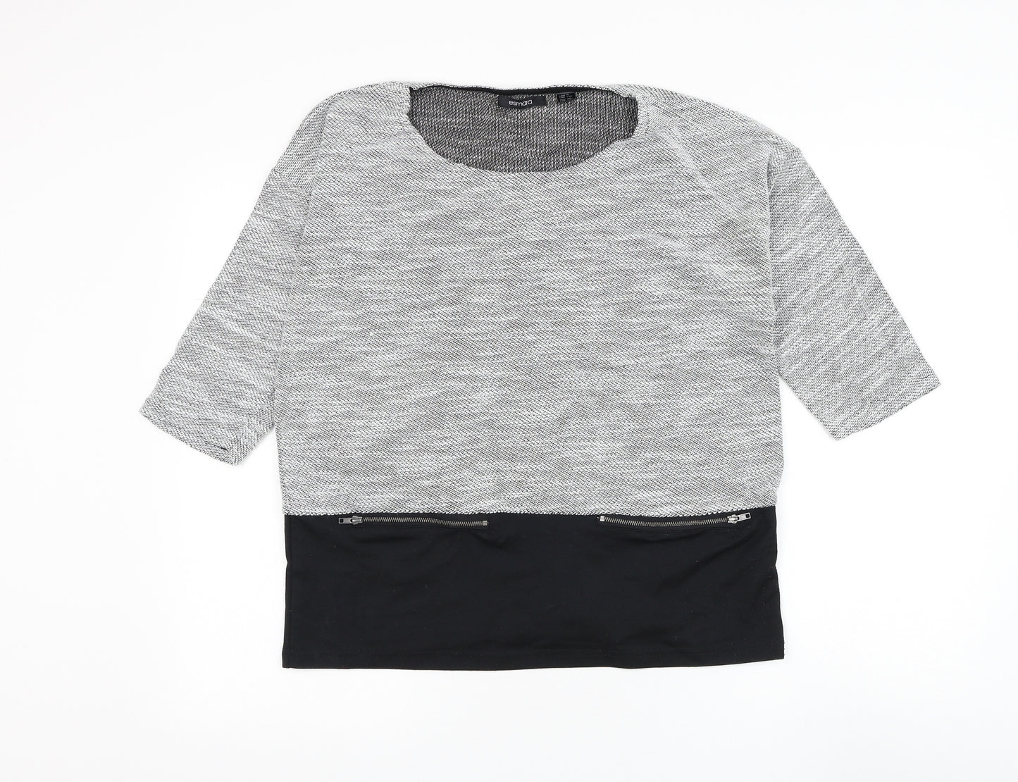 ESMARA Womens Grey Round Neck Cotton Pullover Jumper Size 10