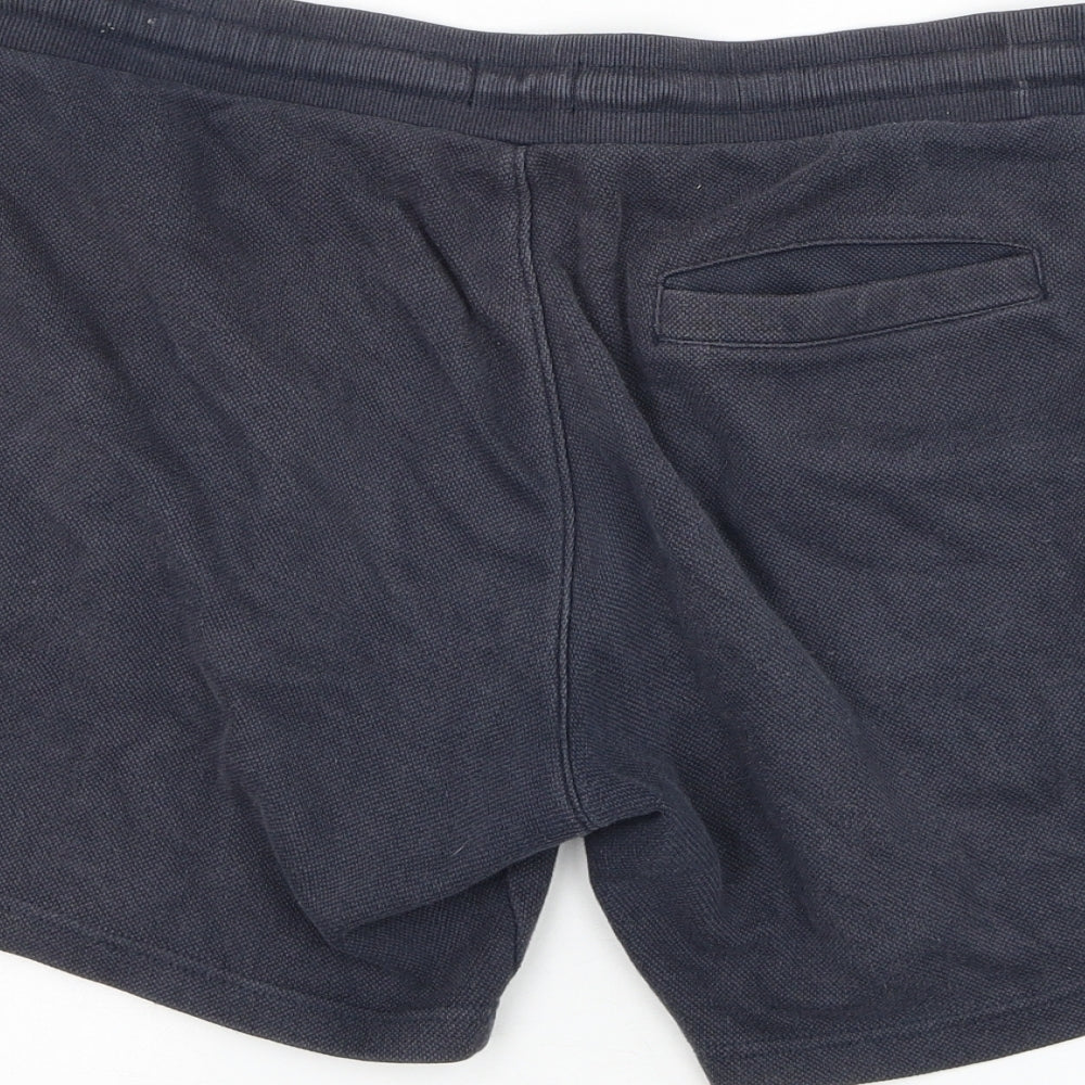 River Island Mens Blue Cotton Sweat Shorts Size M L7 in Regular Drawstring