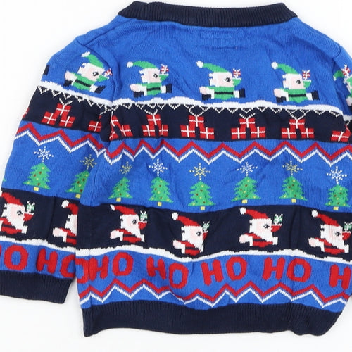 NEXT Boys Blue Geometric Cotton Pullover Jumper Size 12-18 Months Pullover - Christmas Jumper