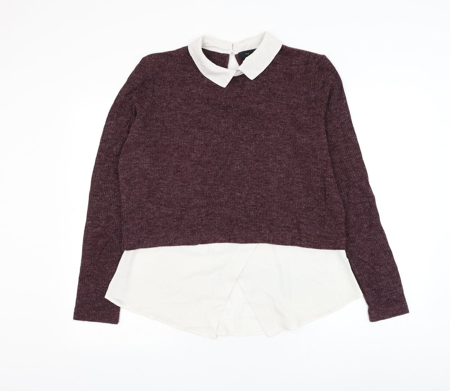 Atmosphere Womens Purple Collared Acrylic Pullover Jumper Size 16