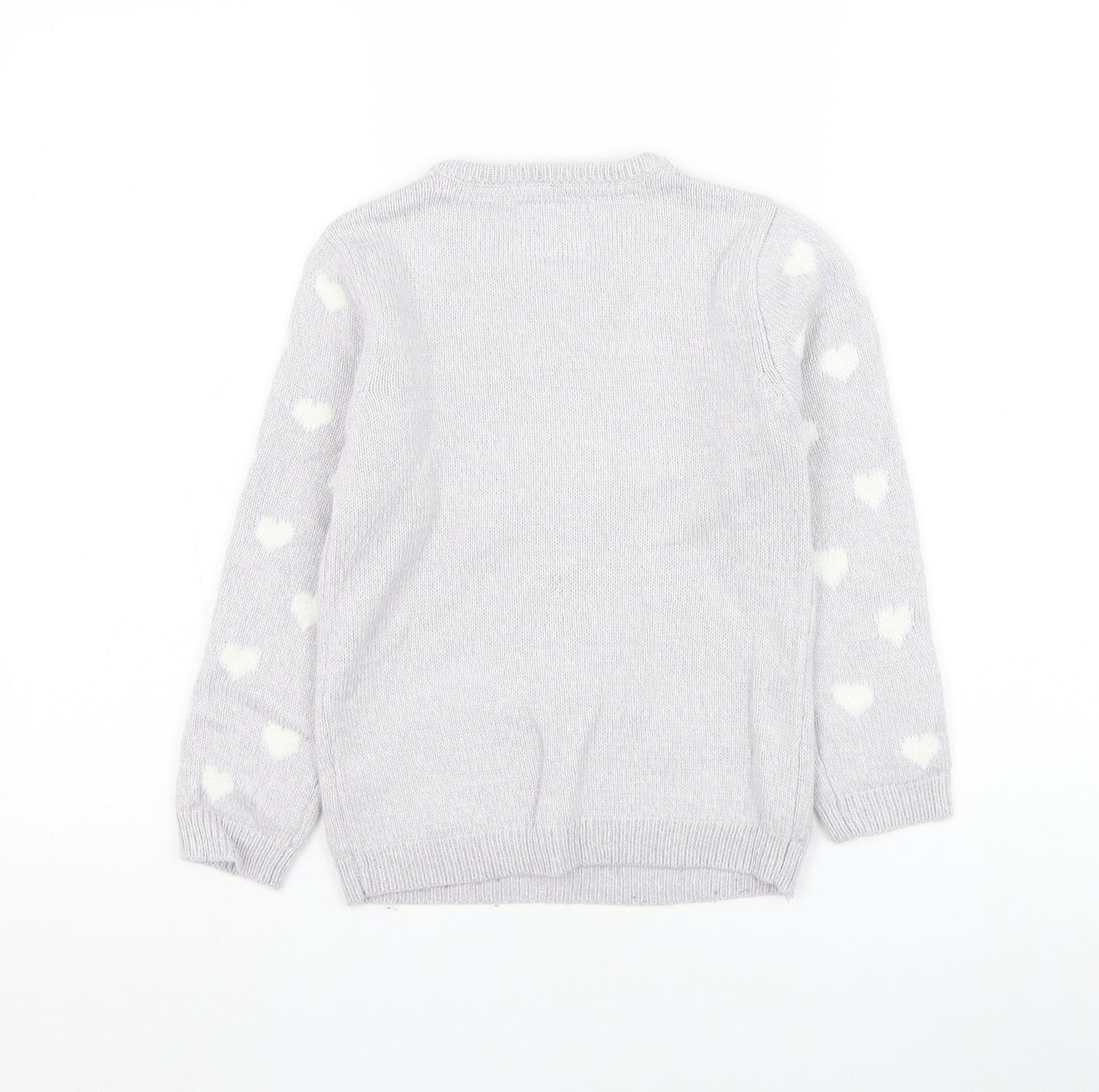 Primark Girls Purple Round Neck Geometric Acrylic Pullover Jumper Size 7-8 Years Pullover - Snowman Christmas Jumper