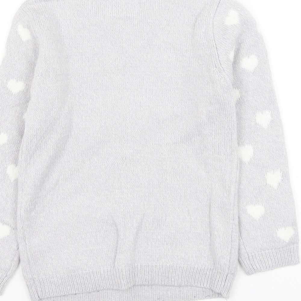 Primark Girls Purple Round Neck Geometric Acrylic Pullover Jumper Size 7-8 Years Pullover - Snowman Christmas Jumper