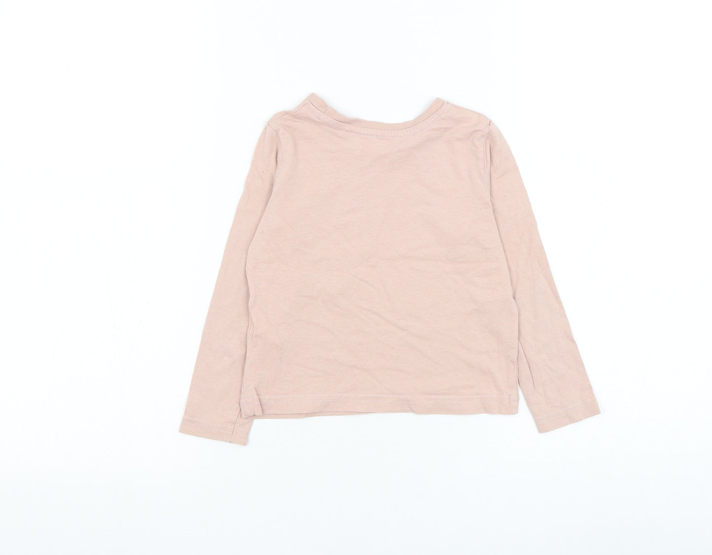 Primark Girls Pink Cotton Basic T-Shirt Size 2-3 Years Round Neck Pullover - Love Heart