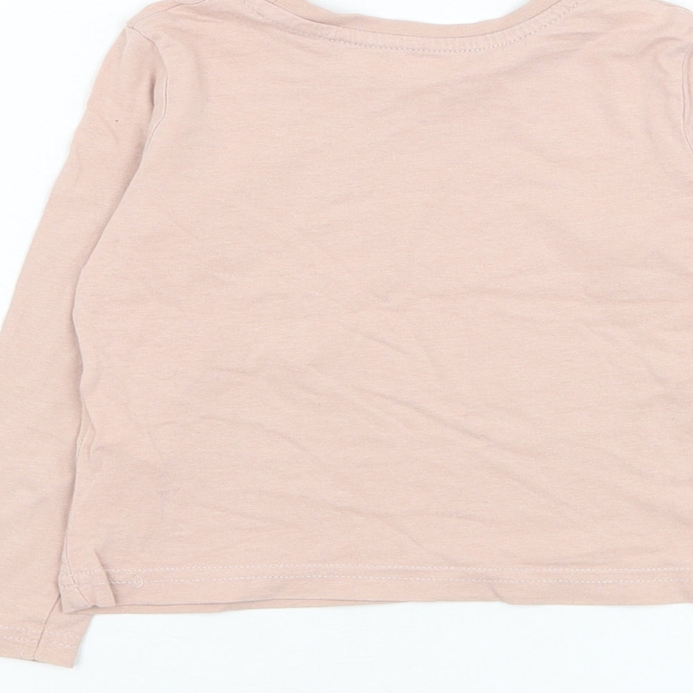 Primark Girls Pink Cotton Basic T-Shirt Size 2-3 Years Round Neck Pullover - Love Heart