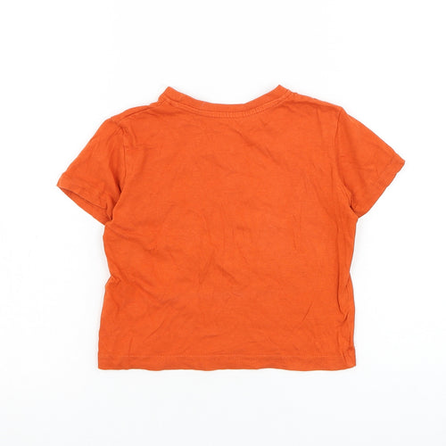 Primark Boys Orange Cotton Basic T-Shirt Size 18-24 Months Round Neck Pullover - Boston