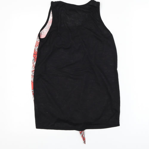 Dunnes Stores Womens Red Floral Polyester Basic Tank Size 8 Round Neck - Knot Front
