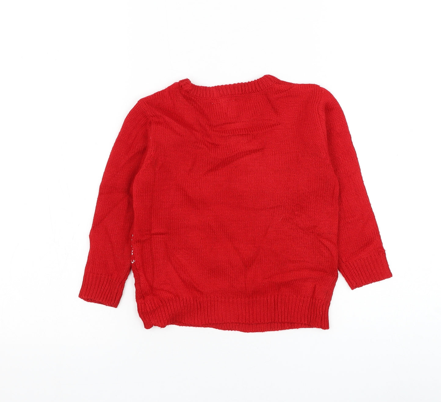 Primark Boys Red Round Neck Acrylic Pullover Jumper Size 2-3 Years Pullover - Spiderman Christmas