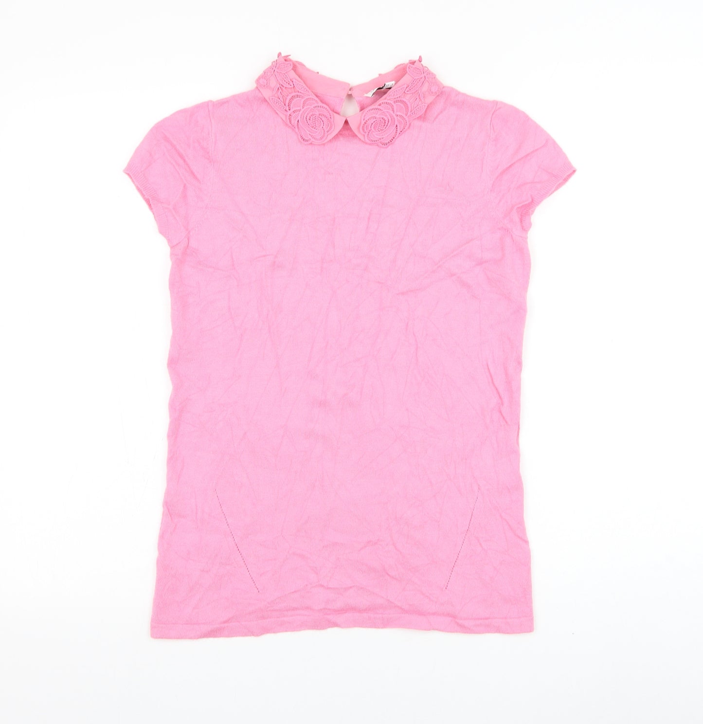 Warehouse Womens Pink Collared Viscose Pullover Jumper Size 10