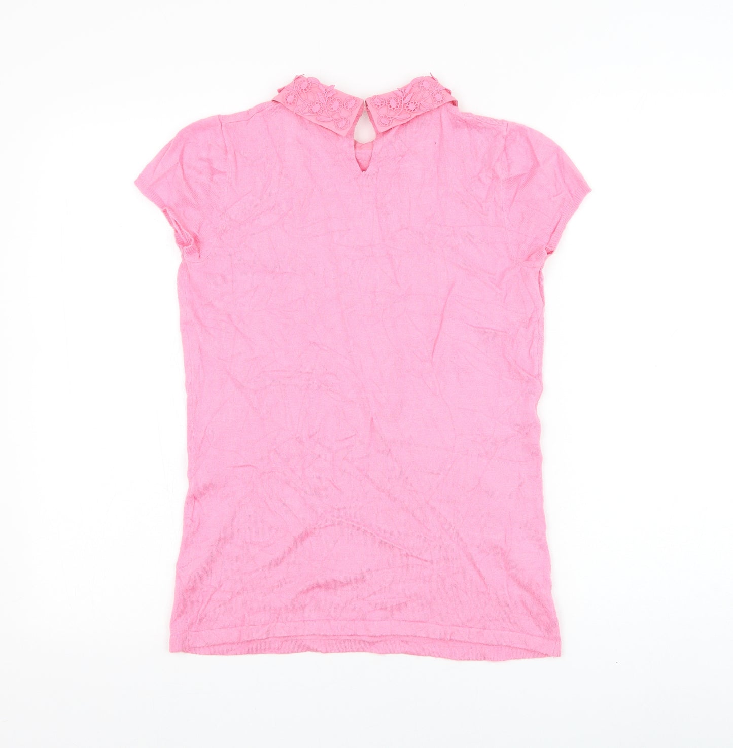 Warehouse Womens Pink Collared Viscose Pullover Jumper Size 10