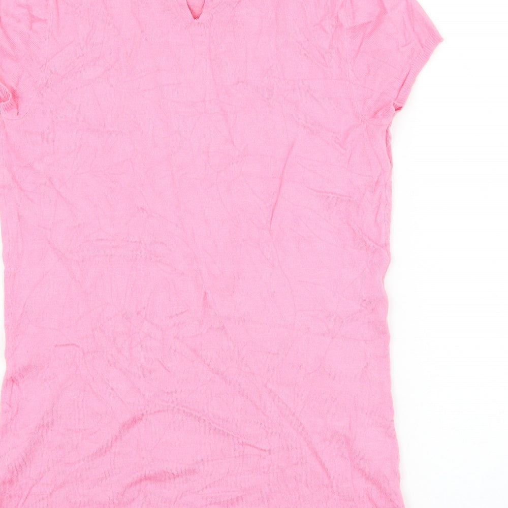 Warehouse Womens Pink Collared Viscose Pullover Jumper Size 10