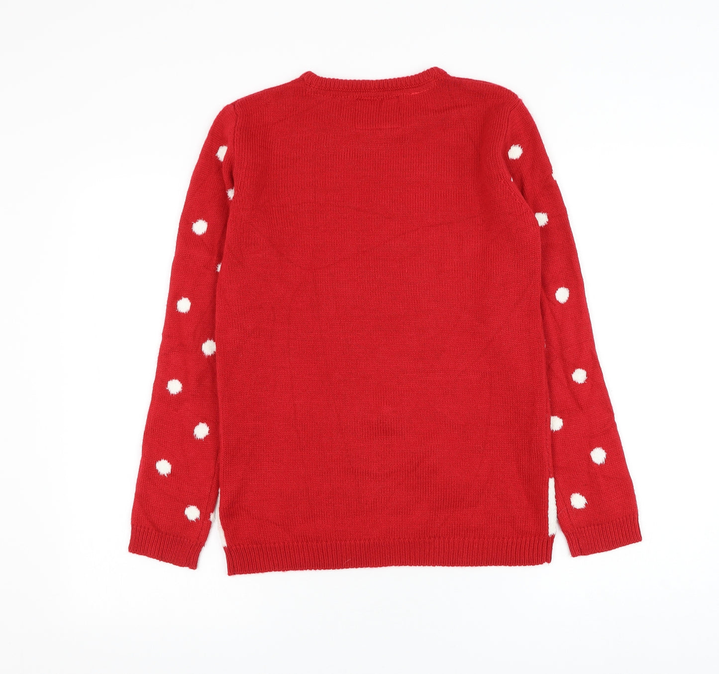 Primark Girls Red Round Neck Acrylic Pullover Jumper Size 12-13 Years Pullover - Reindeer Christmas Jumper