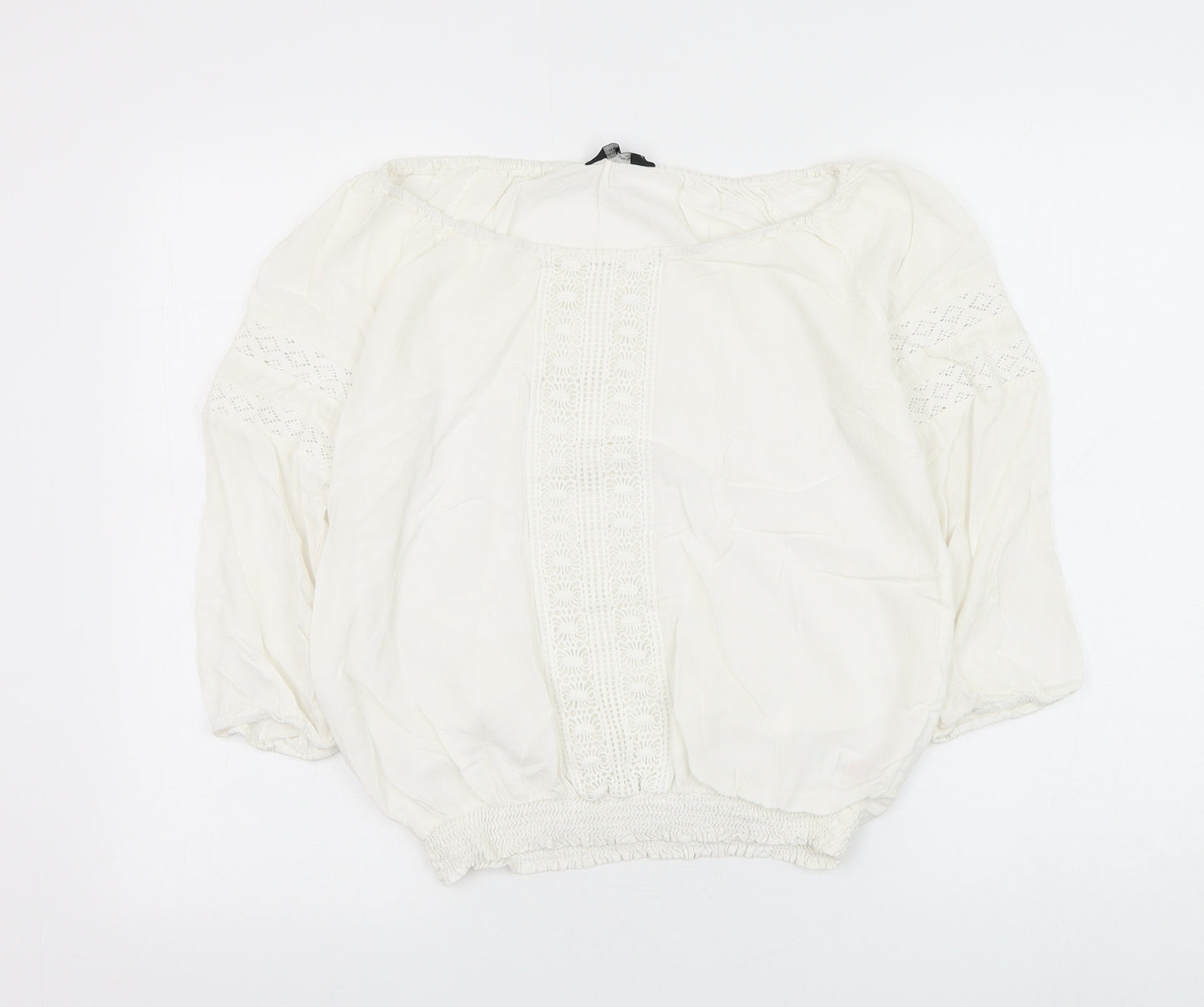 Dorothy Perkins Womens White Viscose Basic Blouse Size 12 Round Neck