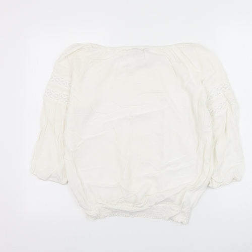 Dorothy Perkins Womens White Viscose Basic Blouse Size 12 Round Neck
