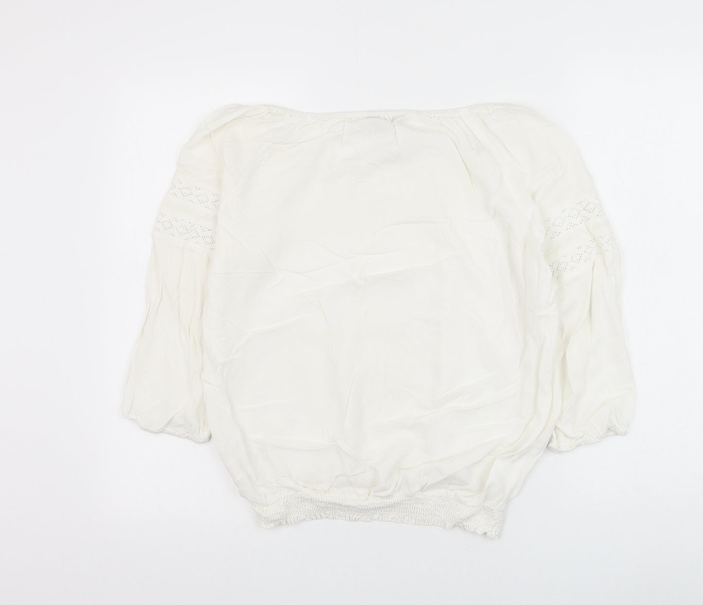 Dorothy Perkins Womens White Viscose Basic Blouse Size 12 Round Neck