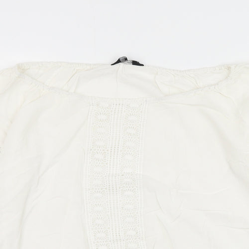 Dorothy Perkins Womens White Viscose Basic Blouse Size 12 Round Neck