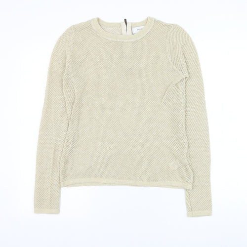 NEXT Womens Gold Round Neck Cotton Pullover Jumper Size 8