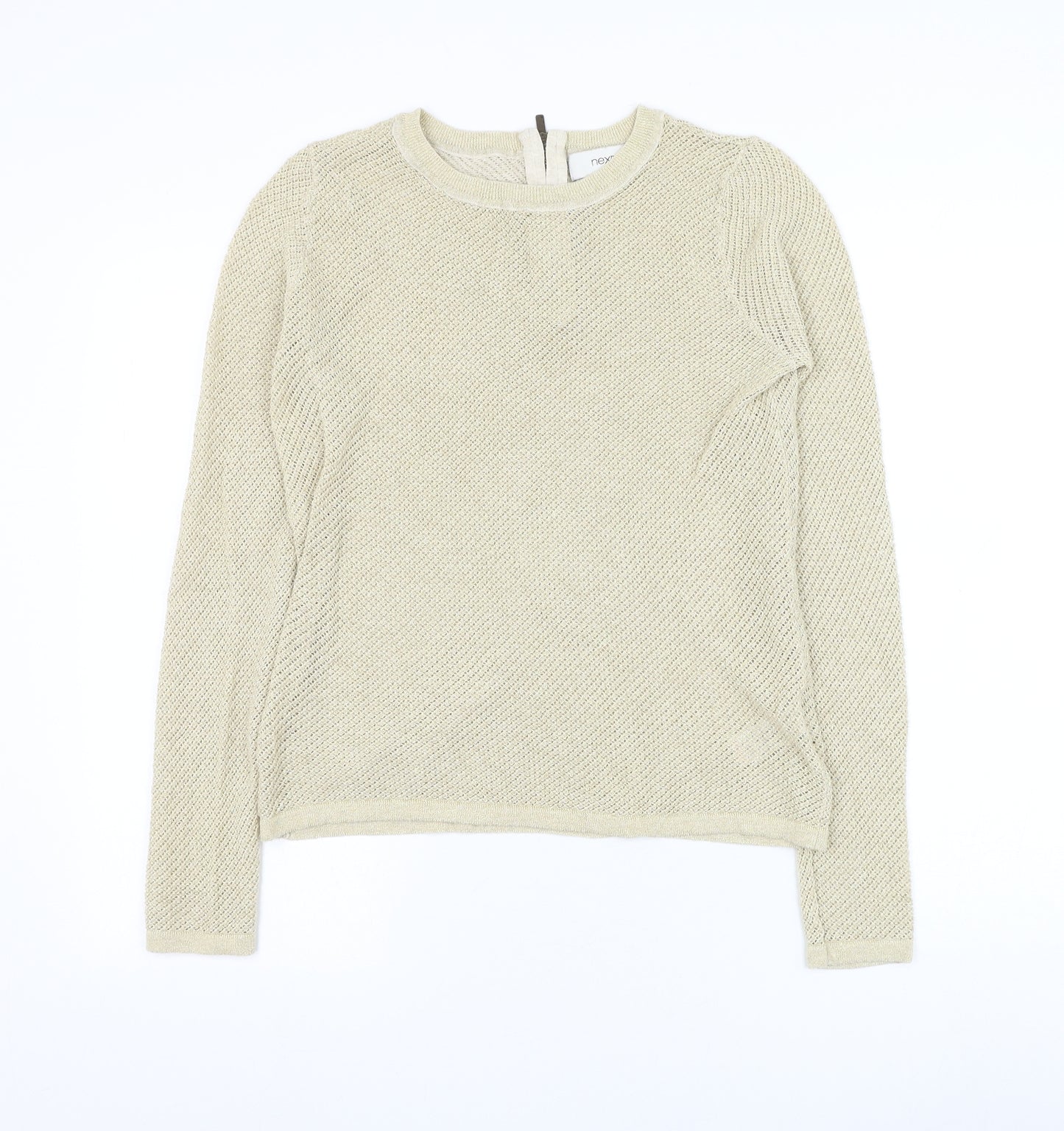 NEXT Womens Gold Round Neck Cotton Pullover Jumper Size 8