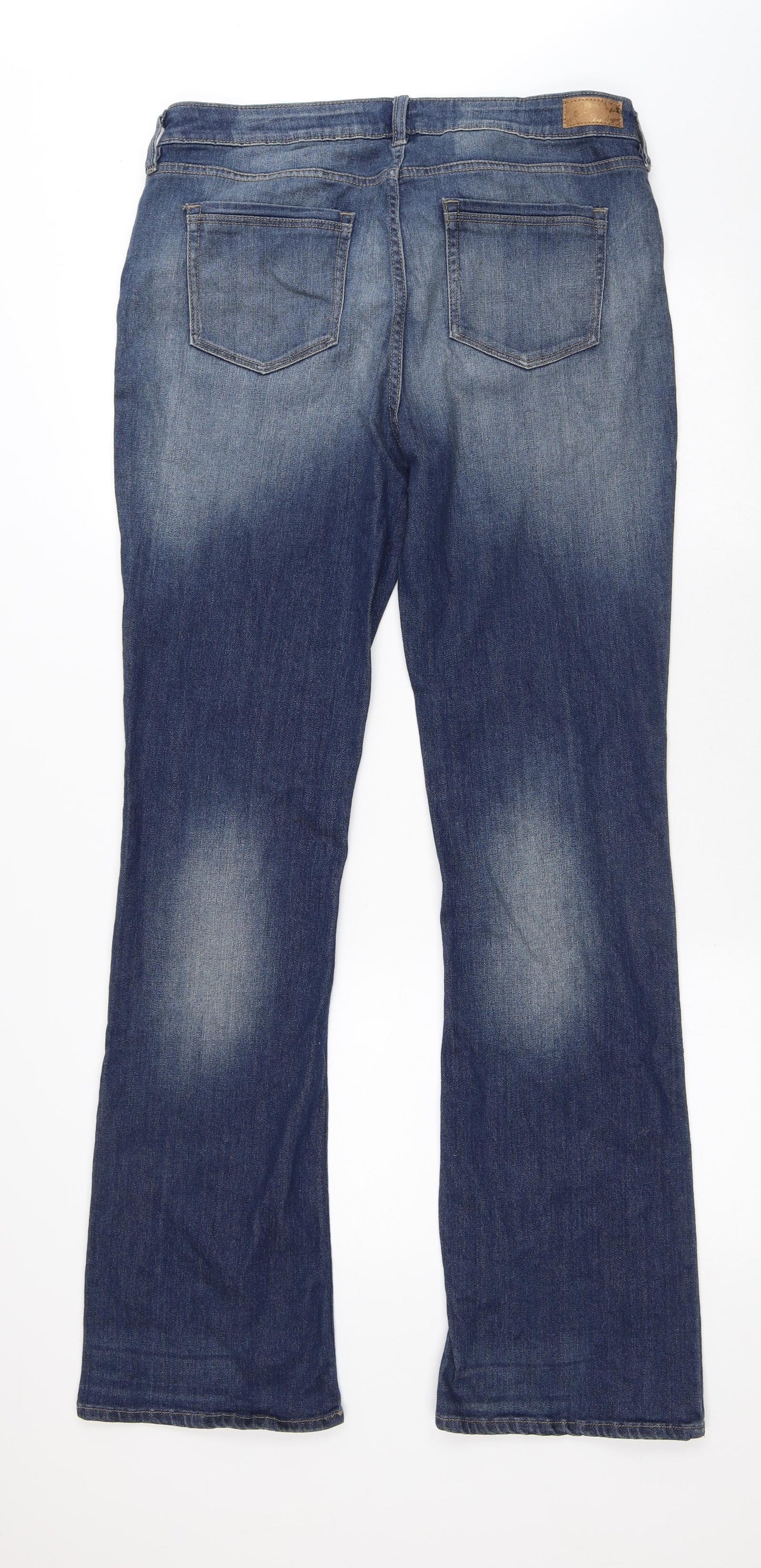 F&F Womens Blue Cotton Bootcut Jeans Size 16 L32 in Regular Button