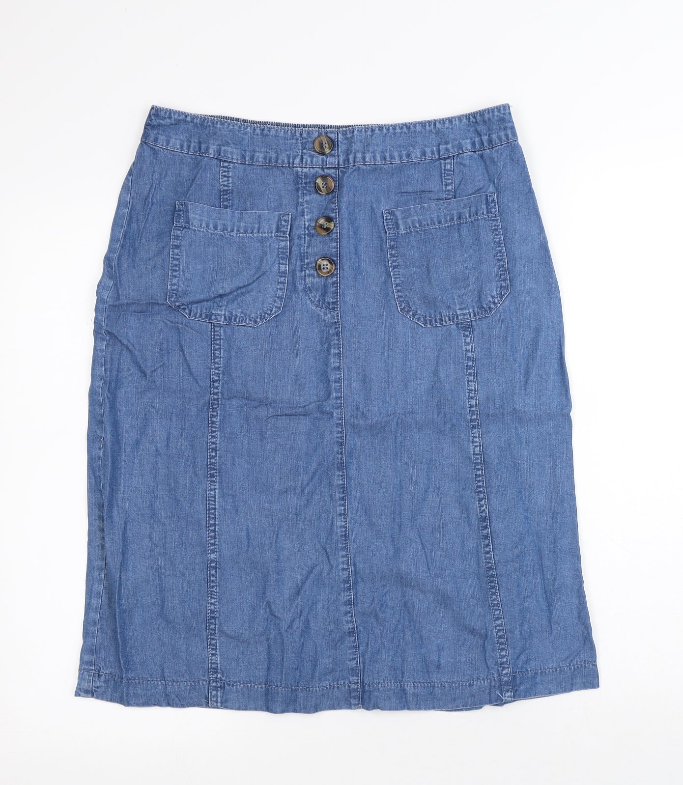 Tu Womens Blue A-Line Skirt Size 12 Button - Denim Skirt