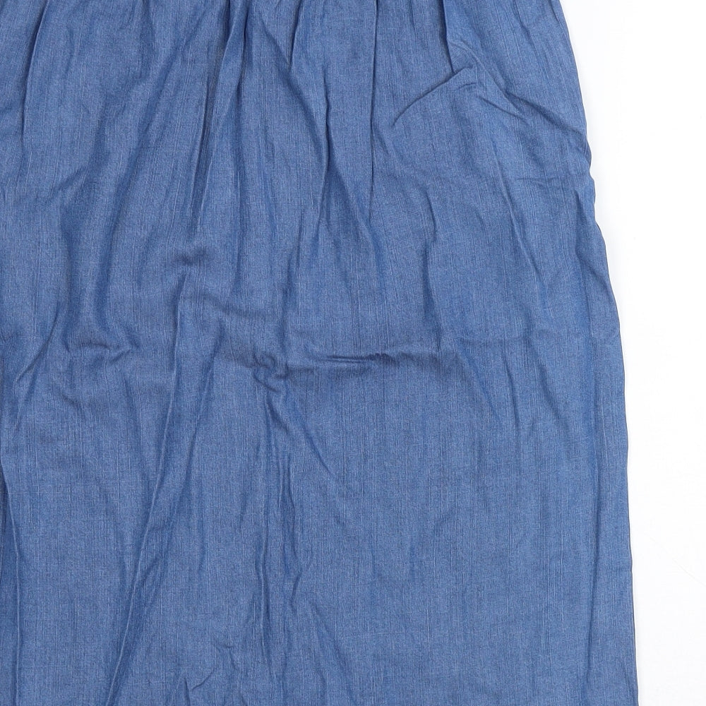 Tu Womens Blue A-Line Skirt Size 12 Button - Denim Skirt