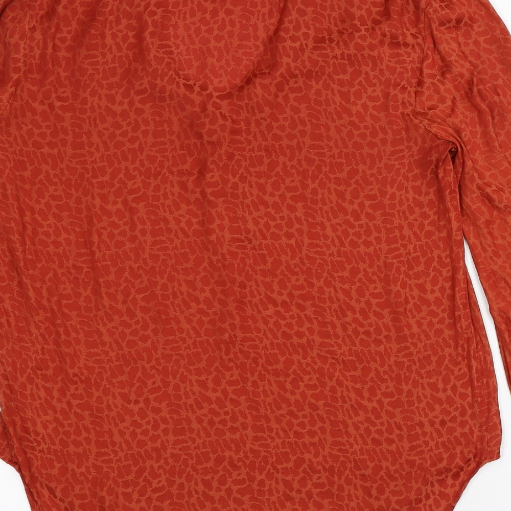 NEXT Womens Red Animal Print Basic Blouse Size 6 V-Neck - Snake Print