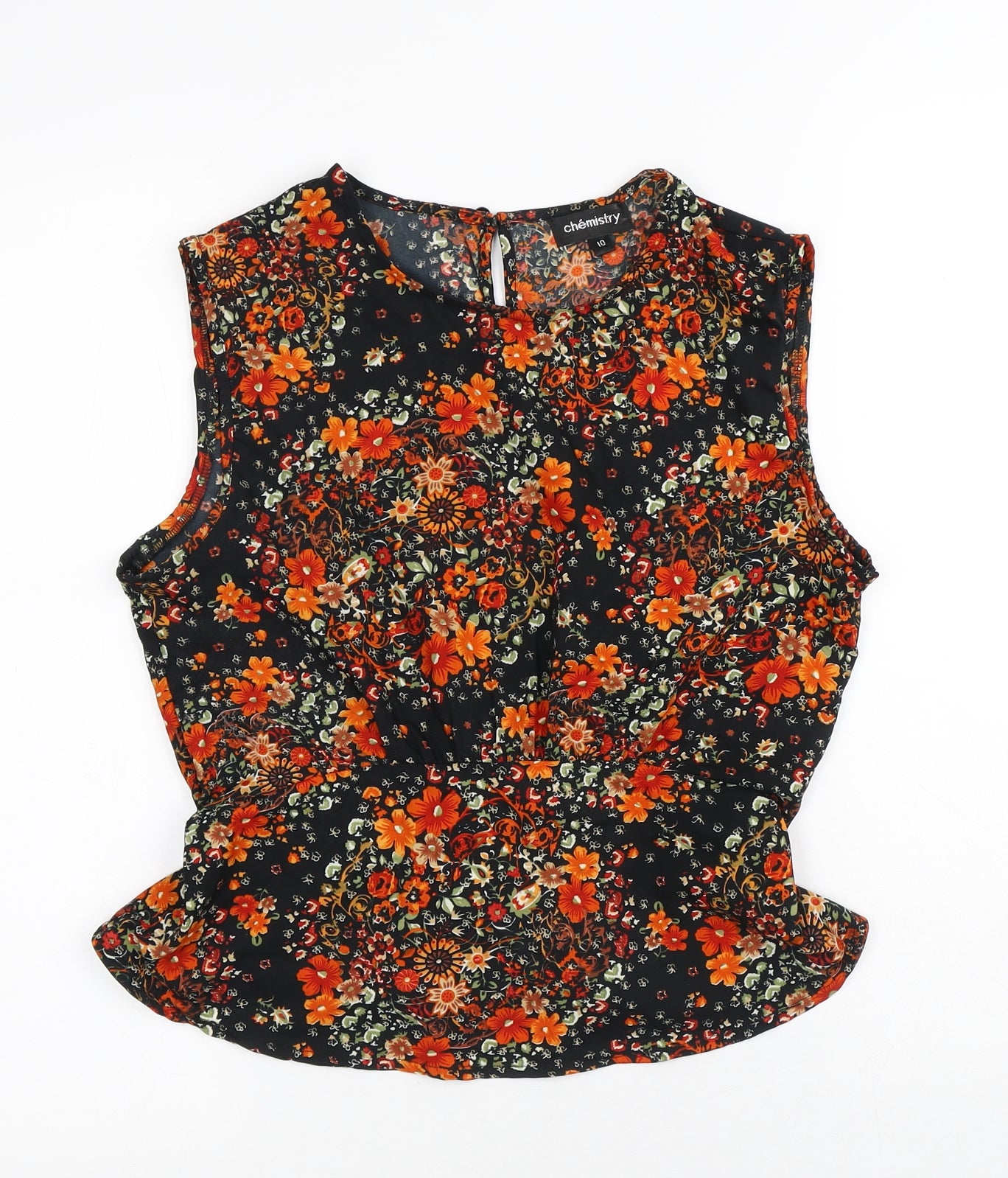 Chemistry Womens Multicoloured Floral Polyester Basic Blouse Size 10 Round Neck - Flowers