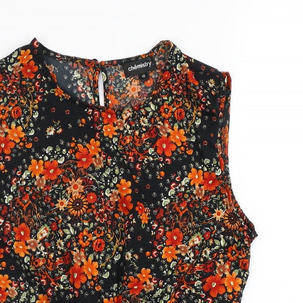 Chemistry Womens Multicoloured Floral Polyester Basic Blouse Size 10 Round Neck - Flowers