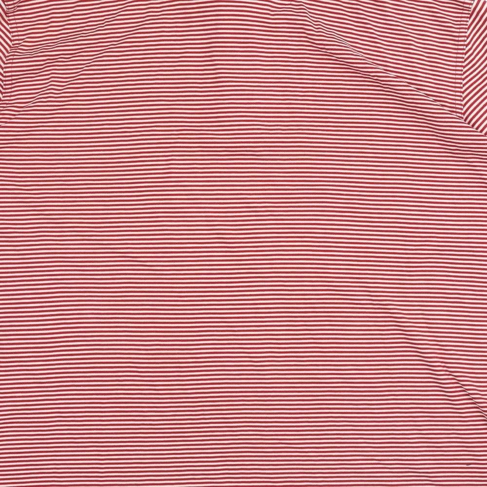 Ashorth Mens Red Striped Cotton Polo Size 2XL Collared Button