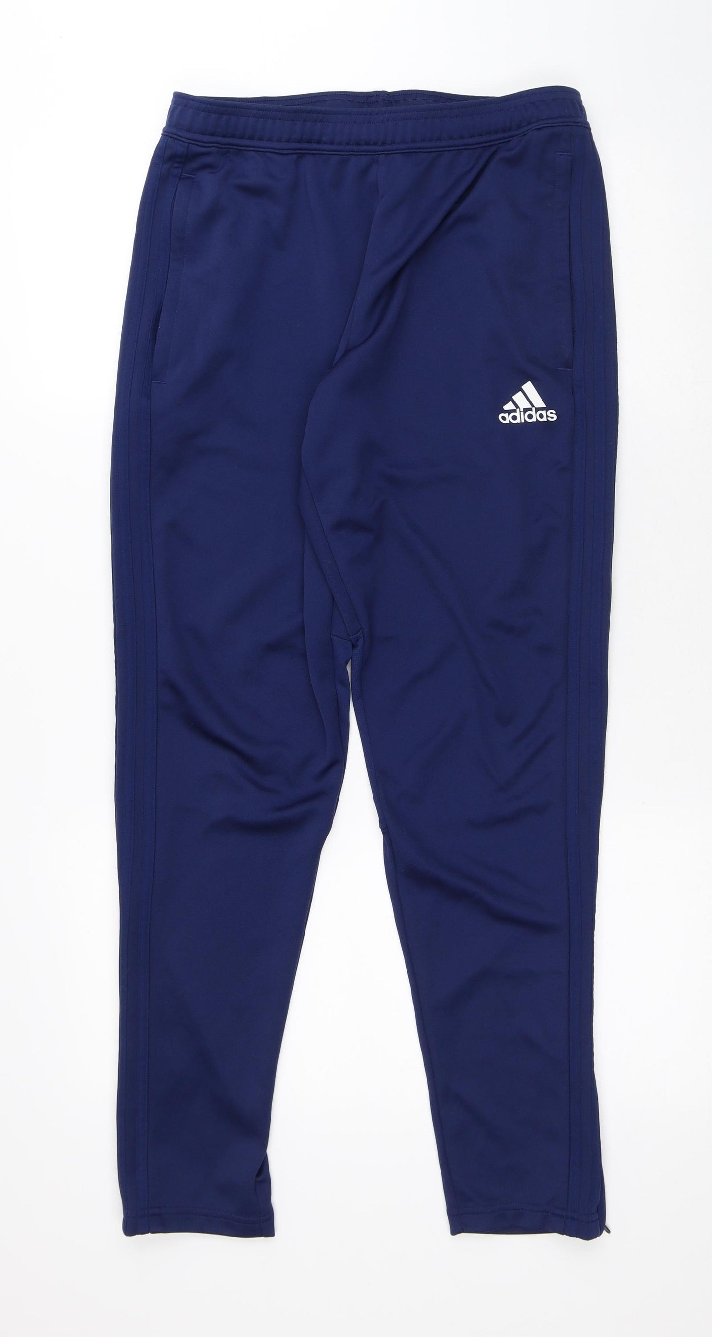 adidas Mens Blue Polyester Track Pants Trousers Size M L28 in Regular - Track Pants
