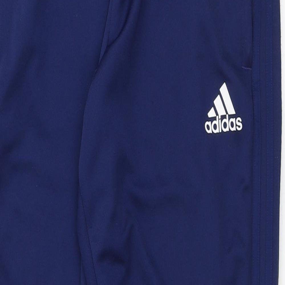 adidas Mens Blue Polyester Track Pants Trousers Size M L28 in Regular - Track Pants