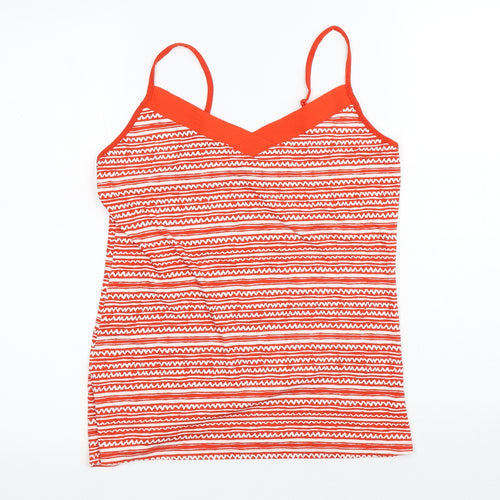 Dunnes Stores Womens Red Striped Viscose Basic Tank Size M V-Neck