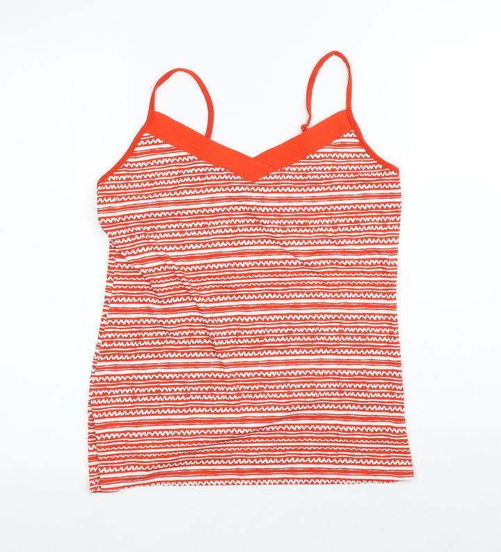 Dunnes Stores Womens Red Striped Viscose Basic Tank Size M V-Neck
