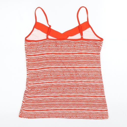Dunnes Stores Womens Red Striped Viscose Basic Tank Size M V-Neck