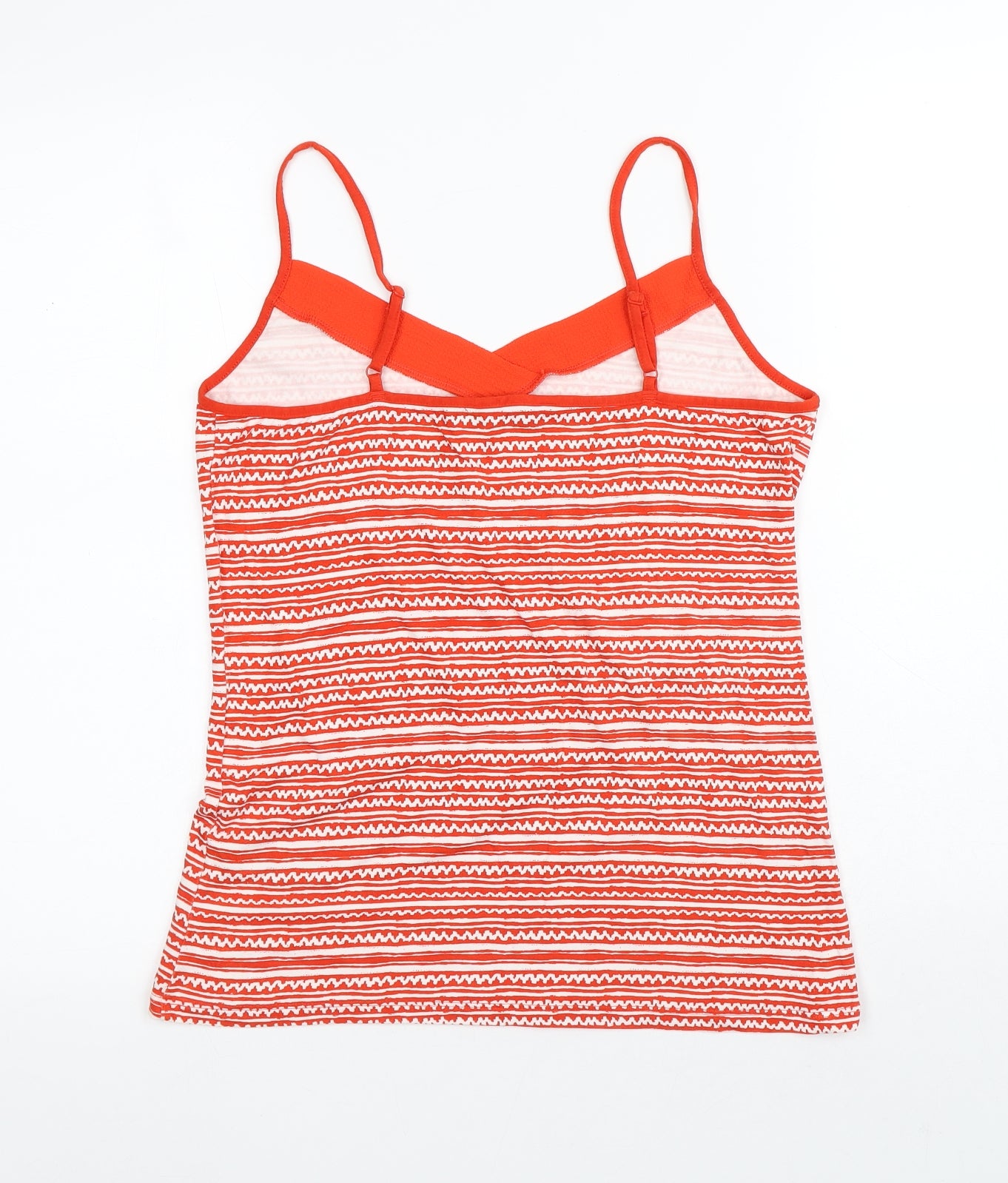 Dunnes Stores Womens Red Striped Viscose Basic Tank Size M V-Neck