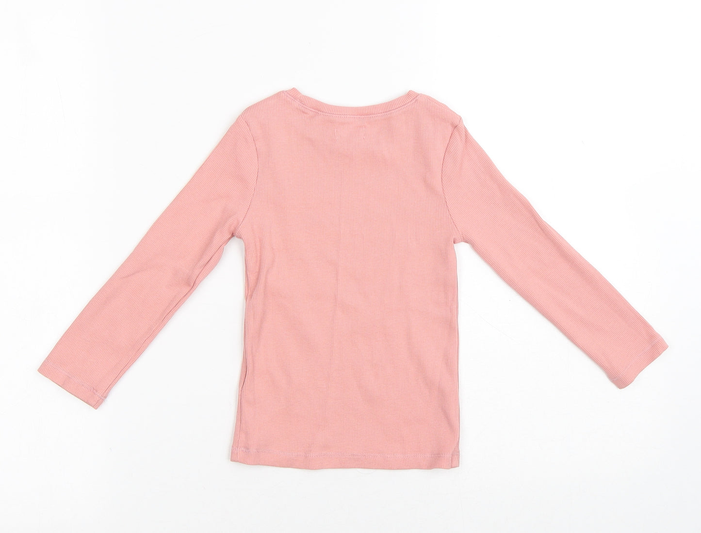 NEXT Girls Pink Cotton Pullover T-Shirt Size 4 Years Round Neck