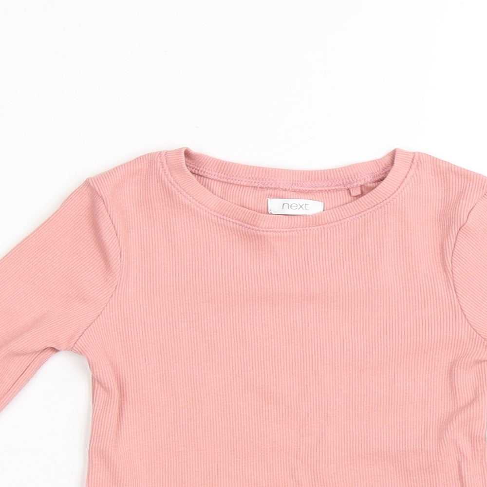 NEXT Girls Pink Cotton Pullover T-Shirt Size 4 Years Round Neck