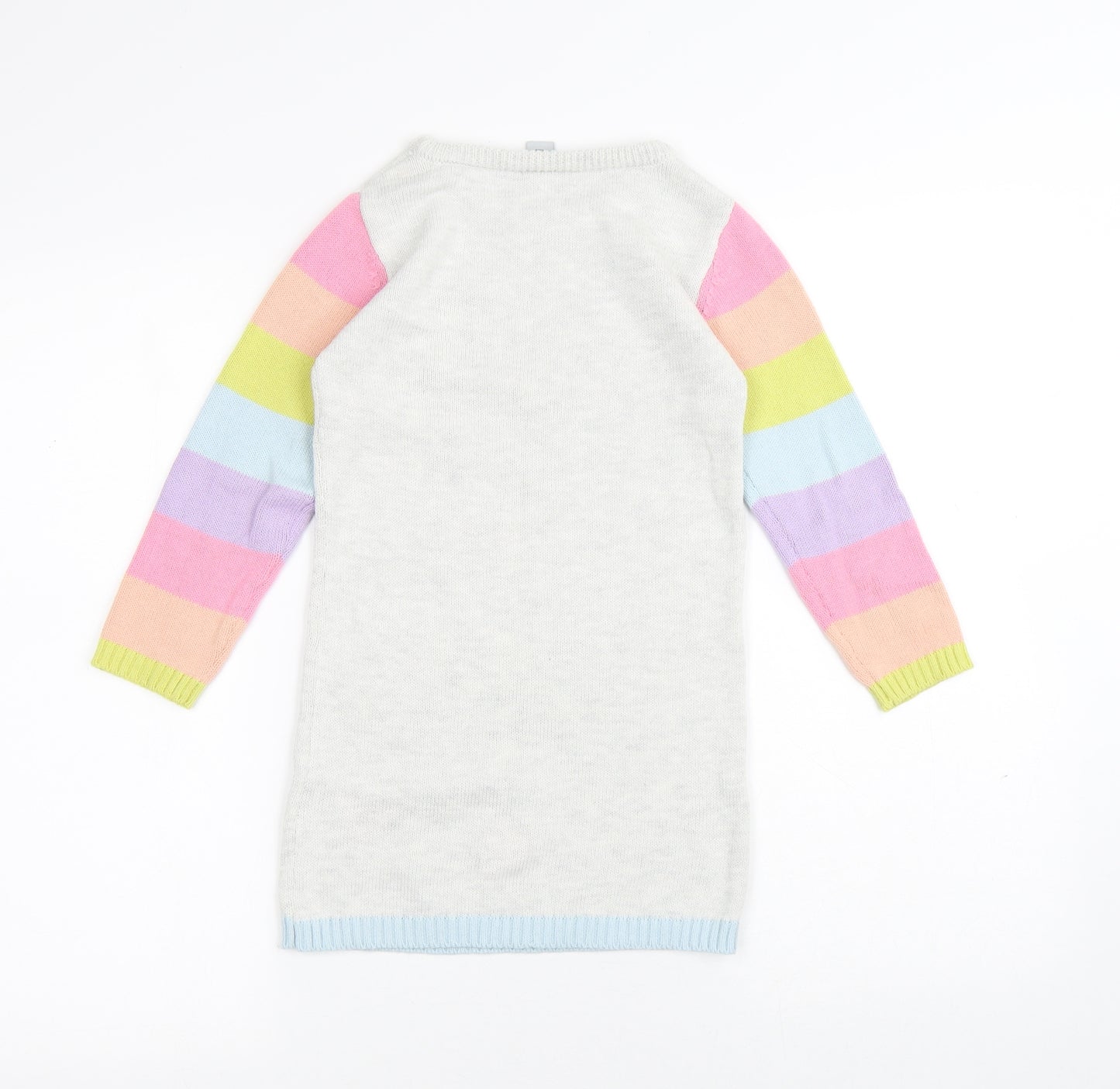 TU Girls Multicoloured Round Neck Striped Cotton Pullover Jumper Size 4-5 Years - Smiling Flowers