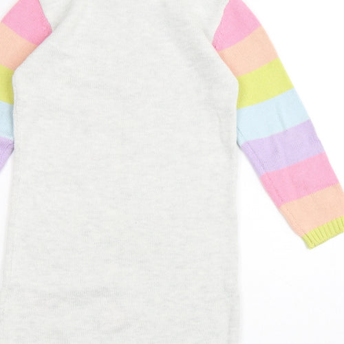 TU Girls Multicoloured Round Neck Striped Cotton Pullover Jumper Size 4-5 Years - Smiling Flowers