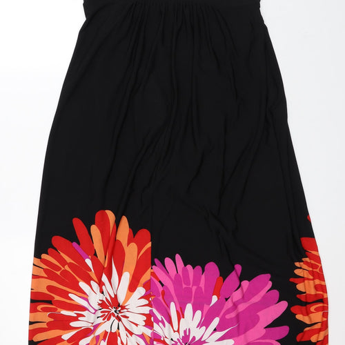 Ronni Nicole Womens Black Floral Polyester A-Line Size 12 V-Neck - Flowers