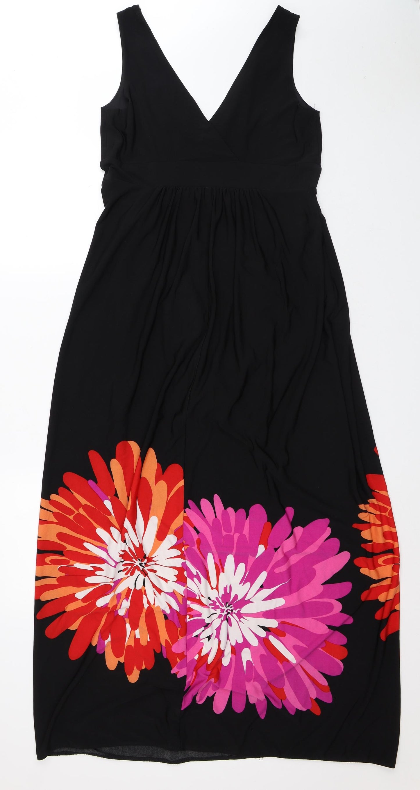 Ronni Nicole Womens Black Floral Polyester A-Line Size 12 V-Neck - Flowers