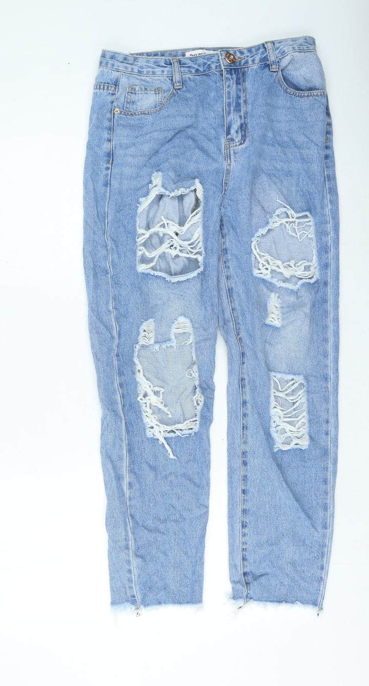 My bestiny Womens Blue Cotton Mom Jeans Size L L26 in Regular Zip