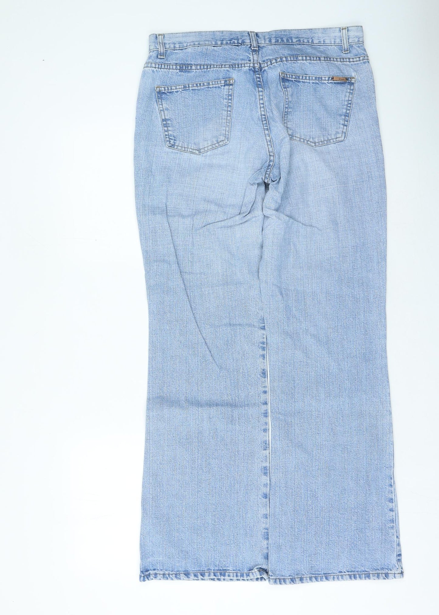NEXT Womens Blue Cotton Wide-Leg Jeans Size 14 L25 in Regular Zip
