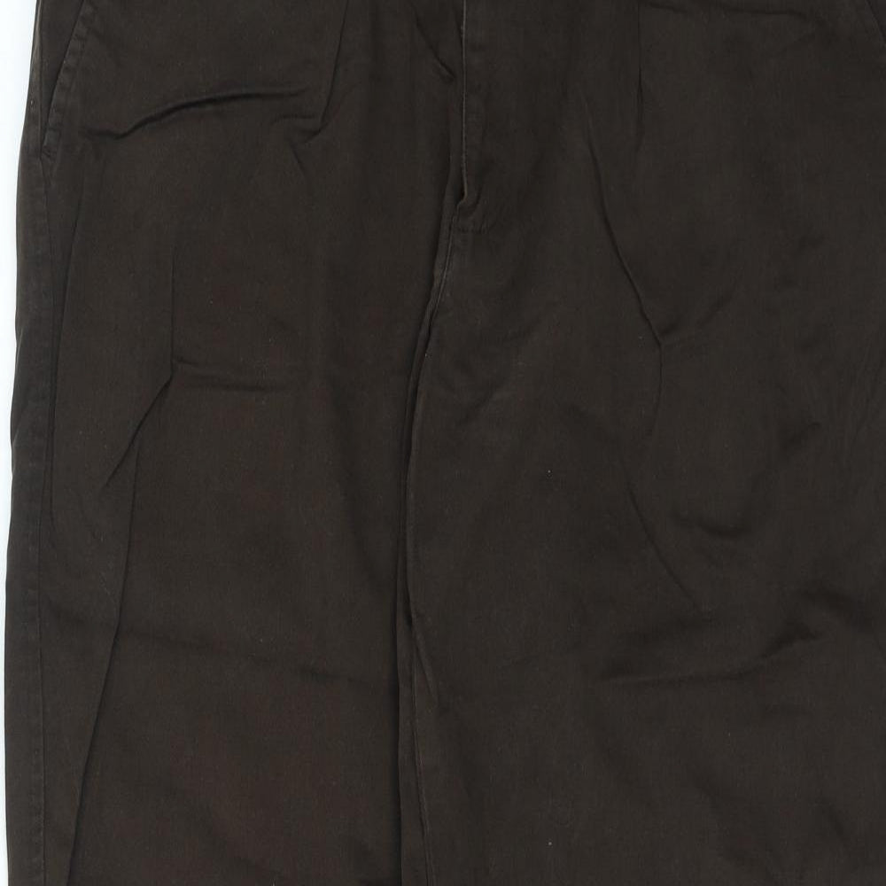 Dunnes Stores Mens Brown Cotton Trousers Size 36 in L31 in Regular Zip