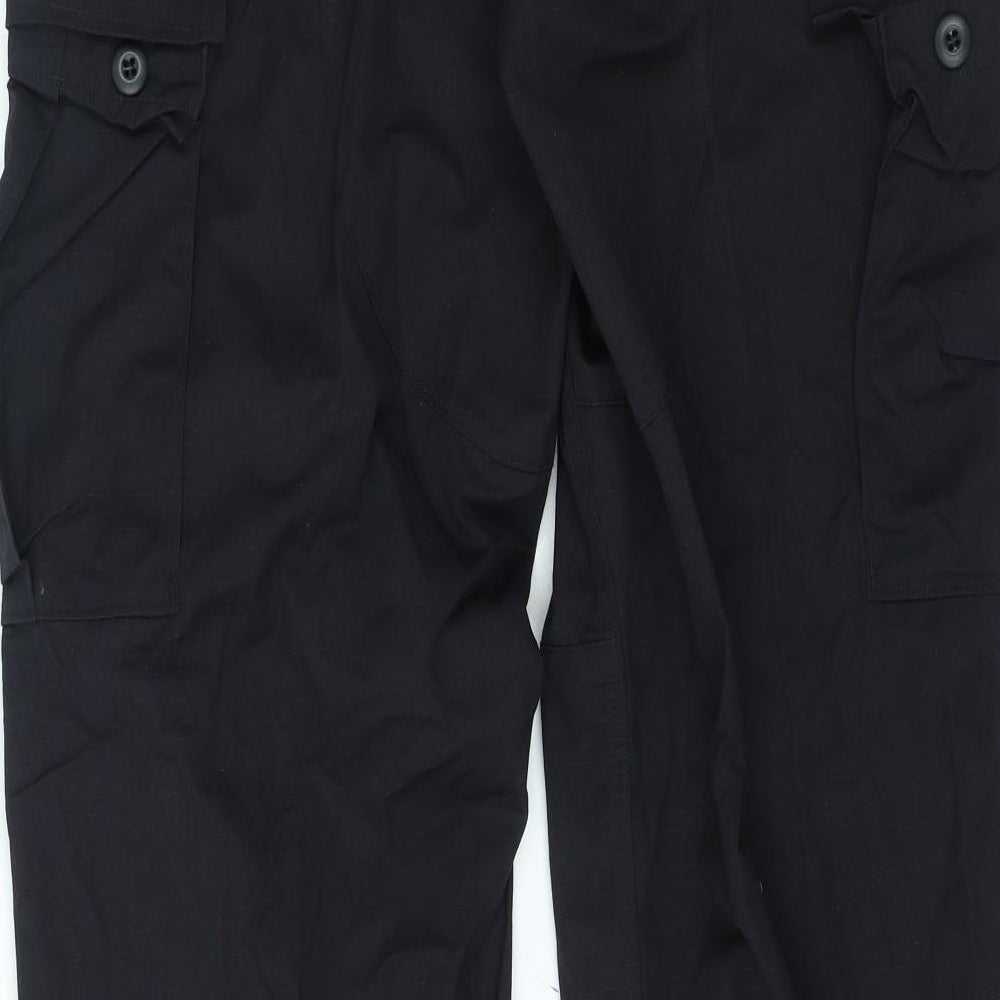 Preworn Mens Black Polyester Cargo Trousers Size 38 in L30 in Regular Zip