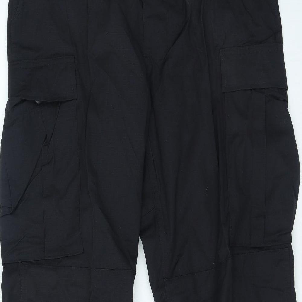 Preworn Mens Black Polyester Cargo Trousers Size 32 in L32 in Regular Button