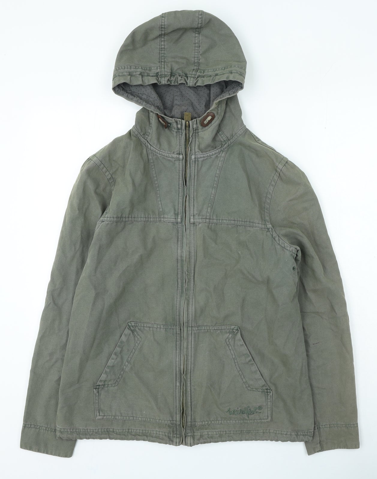 Weird Fish Womens Green Rain Coat Coat Size 14 Zip
