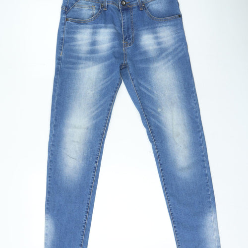 Cross Hatch Womens Blue Cotton Skinny Jeans Size 32 L30 in Regular Zip